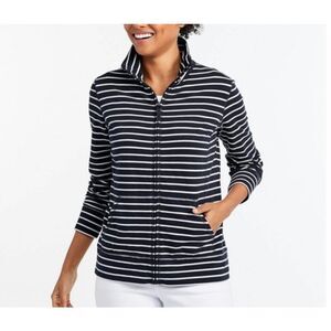 L.L. Bean ultra soft striped full zip sweater jacket size small